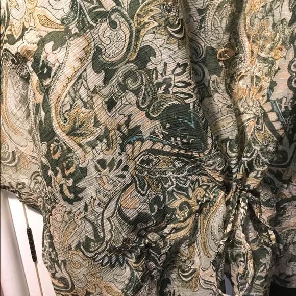 Batwing sheer blouse with drawstring waist - Picture 3 of 6